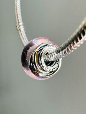 Authentic Pandora Encircled Pink Murano Glass Charm 793241C00